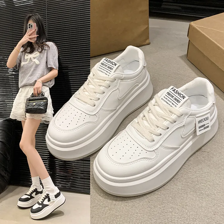 厚底小白鞋女款2025新款爆款春夏时尚百搭增高软皮运动休闲板鞋女