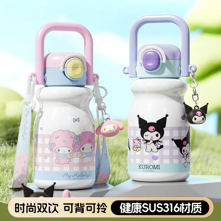 可爱女学生三丽鸥儿童保温杯大容量吸管水杯水壶专用便携生日礼物