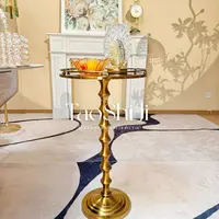轻奢艺术感黄铜玻璃边几复古艺术风客厅角几高端家居装饰小茶几