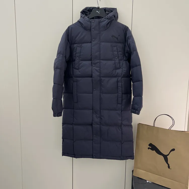 PUMA/彪马男女长款连帽羽绒服冬季防风保暖后背大LOGO正品 674277