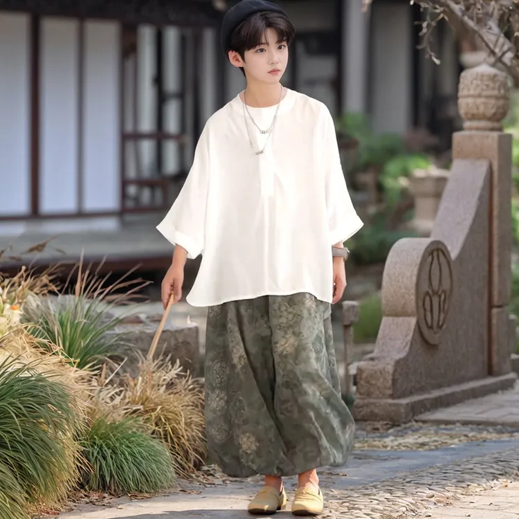 男童夏装国风套装儿童表演服2025新款宽松休闲中大童夏季薄款汉服