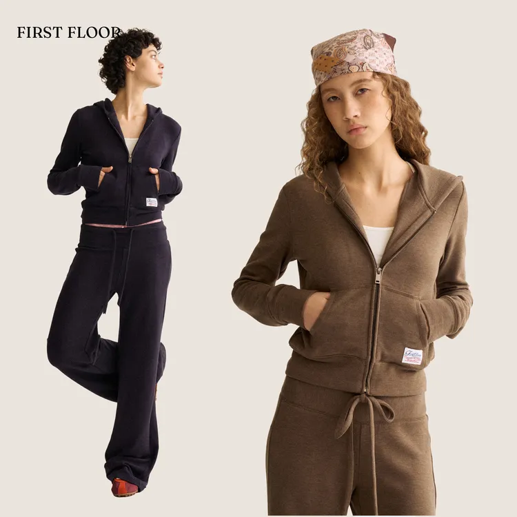 【DRSZZ专属】FIRSTFLOOR 实穿裸感修身收腰复古短款慵懒休闲通勤连帽卫衣套装