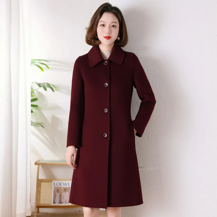 秋冬新款百分百双面绵羊毛大衣高端显瘦气质百搭2317