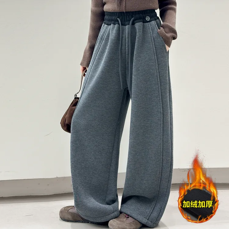 小女孩女童加绒弯刀裤6-12岁卫裤洋气休闲糯米裤时髦中大儿童裤子