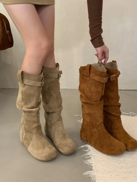 新款堆堆靴秋冬长筒短靴短筒女靴勃肯靴时装靴时尚女鞋西部牛仔靴