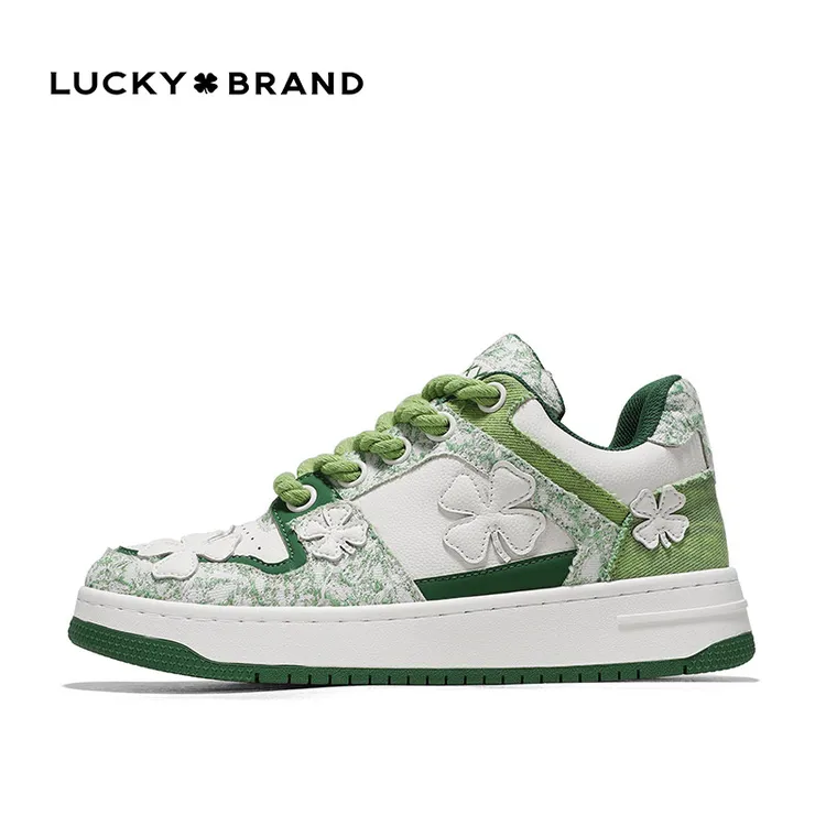 LuckyBrand四叶草情侣板鞋春秋百搭潮流时尚小众潮鞋男士厚底鞋