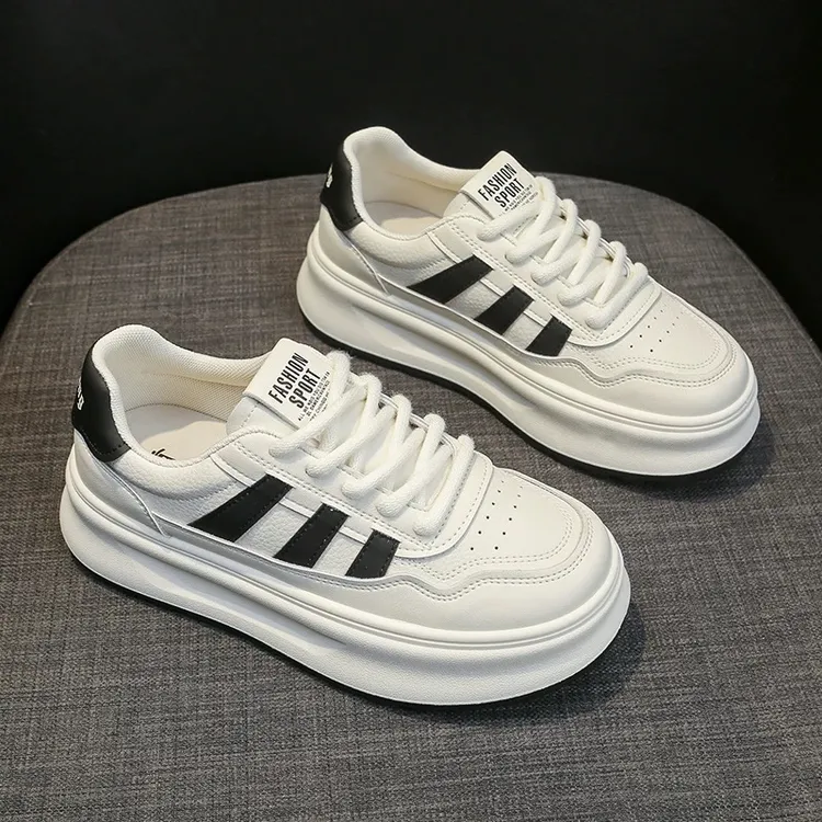 厚底小白鞋女2025年新款单里透网透气运动鞋时尚百搭休闲板鞋