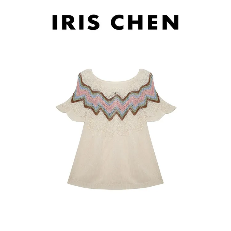 IRIS CHEN 波兰 2025夏款上新莱赛尔天丝亚麻针织短袖25SY460