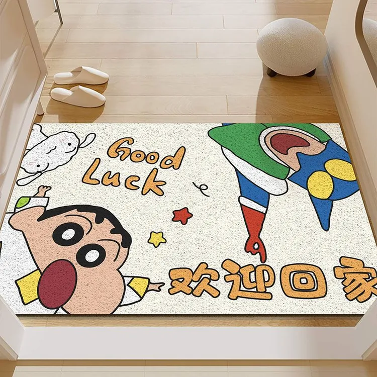 卡通入户门地垫玄关蹭土丝圈脚垫家用房间门口蜡笔小新地毯脚踏垫
