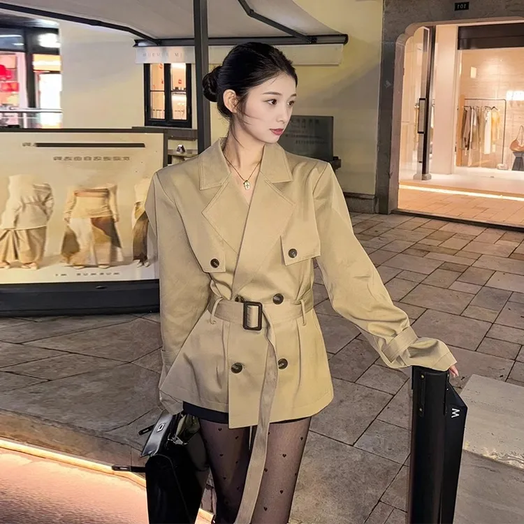韩版高级感风衣外套女2025春秋新款英伦风小个子收腰气质短款大衣