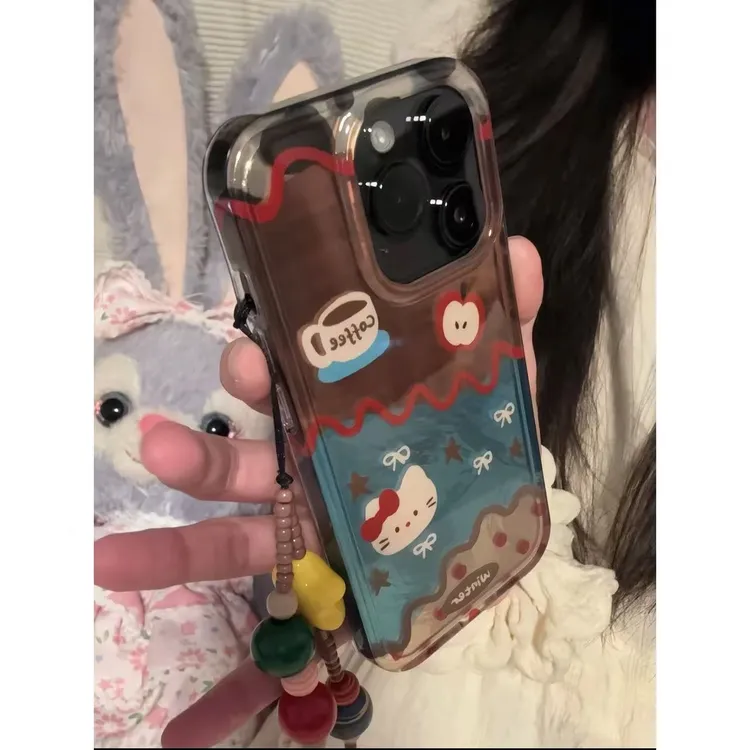 棕色系拼色苹果核咖啡猫咪适用苹果17promax手机壳iphone16151413