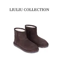 复古美拉德雪地靴女一脚蹬加绒保暖棉靴  跟高3公分 U217