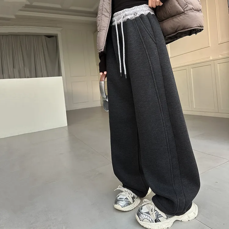 儿童冬装2025大女童装加绒裤子一体绒秋冬款运动卫裤冬季6-12岁15