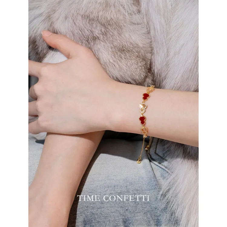 黄铜手链 镀K金【孙二娘】五福临门-百搭精致葫芦手链TC 12078