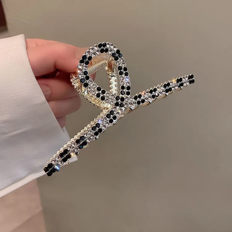 日韩高档闪钻棋盘格发抓刘海夹鲨鱼夹后脑勺抓夹发小香风气质网红