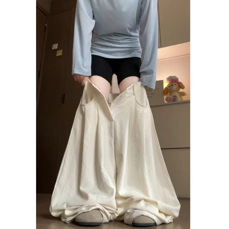 鑫鑫同学奶油西装阔腿裤女春夏新款垂感宽松慵懒感西装秋冬穿搭
