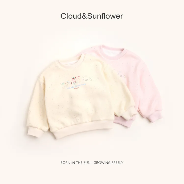 【云朵小葵】女童冬季新款圆领彩砂猫狗象儿童休闲卫衣992081