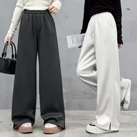 2371女童加绒休闲裤儿童裤子冬中大童女孩洋气直筒高腰显瘦毛呢裤