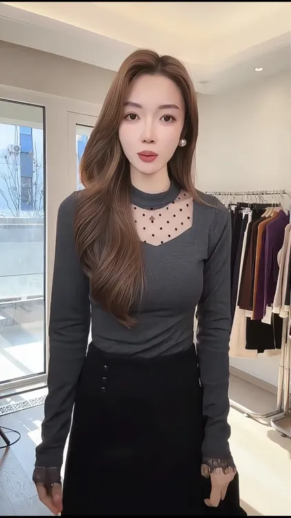 2026春季新款大码女装气质长袖内搭蕾丝拼接波点百搭显瘦打底T恤