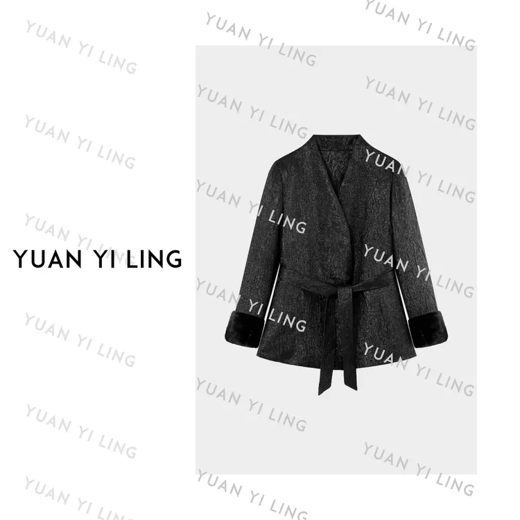 袁艺灵【简奢氛围】鹅绒金属丝V领重工轻奢时尚