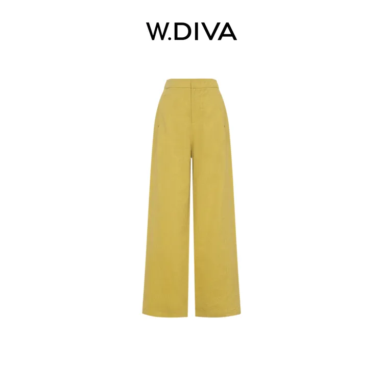 W.Diva【胶片卷】莱赛尔亚麻天丝混织品质复古休闲直筒裤51K281619