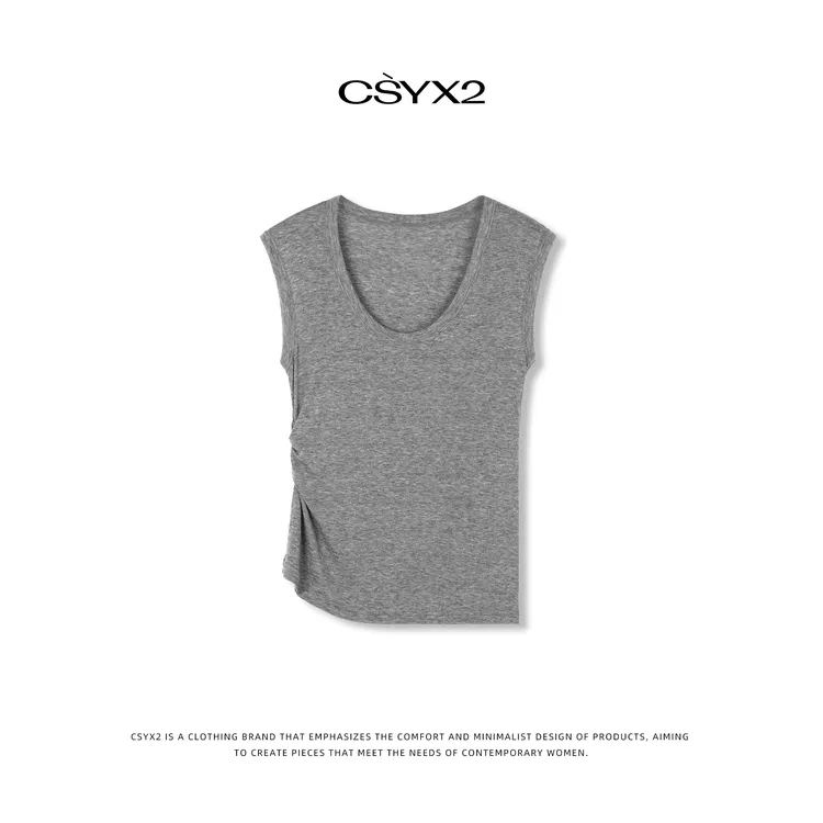 CsyX2-2025秋冬小飞袖U领定制纹理背心 C5317