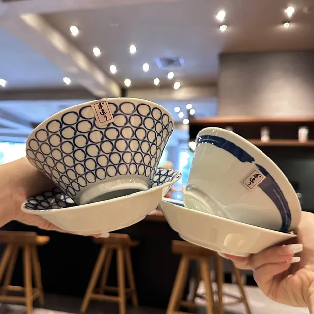 【日本手作定制】日式米饭碗 碟子高温釉下彩手绘陶瓷餐具 汤碗