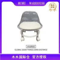 亚克力高透凳子带滑轮带靠背【随机颜色】
