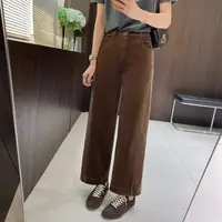 IMFLY金小金自制女装 休闲裤DYK2838秋冬灯芯绒直筒休闲九分裤
