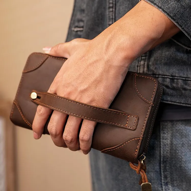 男包链式长款手包款男士钱包牛皮手工手拿包手抓包休闲包包真皮