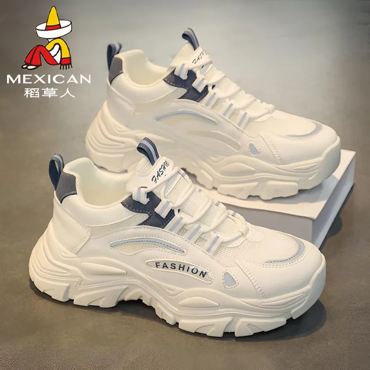 稻草人小白老爹鞋子冬季新款男士休闲鞋户外运动百搭网面增高潮鞋