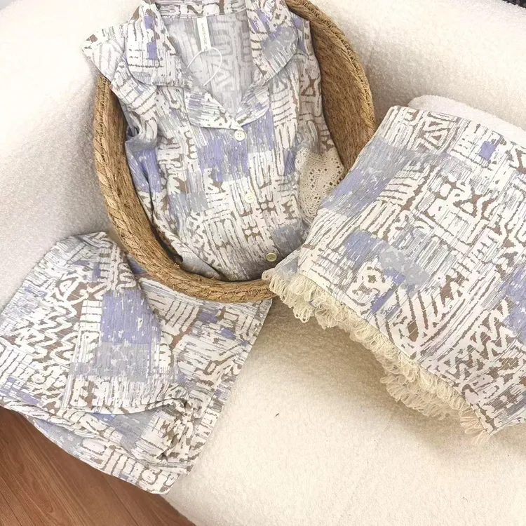 慵懒小姐|加大加宽松三件套胖mm家居服大码230斤可外出睡衣套装