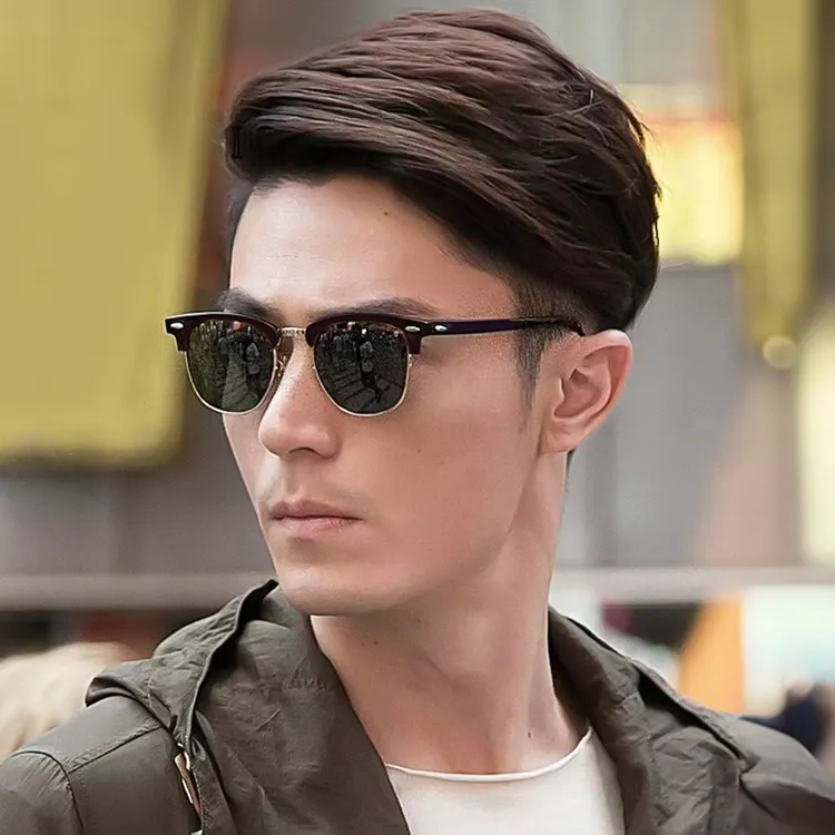 男女同款复古墨镜金属半框偏光镜欧美开车驾驶小框炫彩太阳眼镜潮