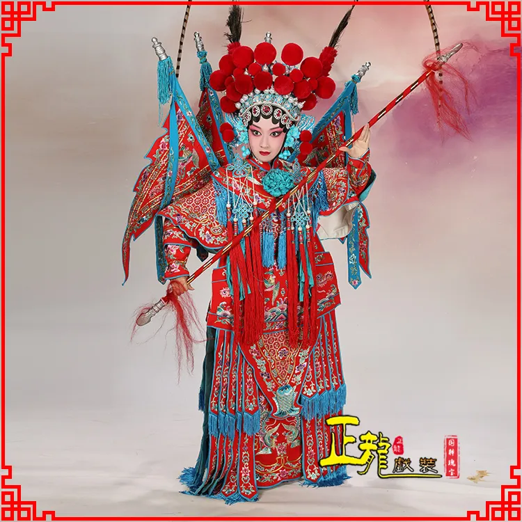 正龙戏装儿童绉勾女靠京剧戏曲服装童生刀马旦武旦女将穆桂英挂帅