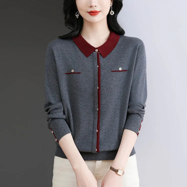 高级感针织打底衫女早春季2025新款春秋中年妈妈春秋上衣薄款毛衣