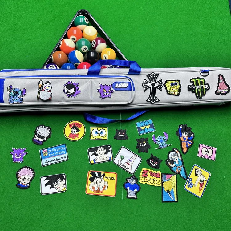 台球刺绣贴纸【卡通动漫，宝可梦，七龙珠】台球杆包杆盒杆桶刺绣贴纸