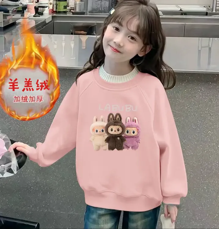 女2025加厚宝宝中大童加绒洋气秋冬女大童秋冬卫衣