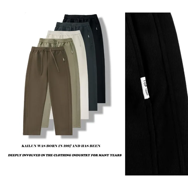  K008425时尚重磅男款加绒弯刀裤