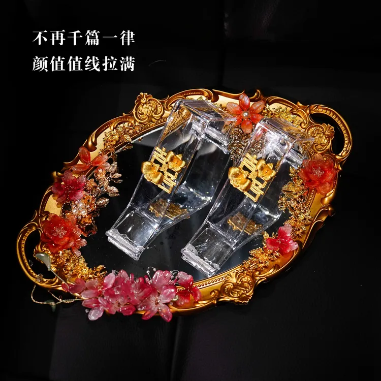 diy婚鞋盒婚鞋托盘藏婚鞋盒结婚镜面托盘展示架婚戒展示盘婚鞋盒