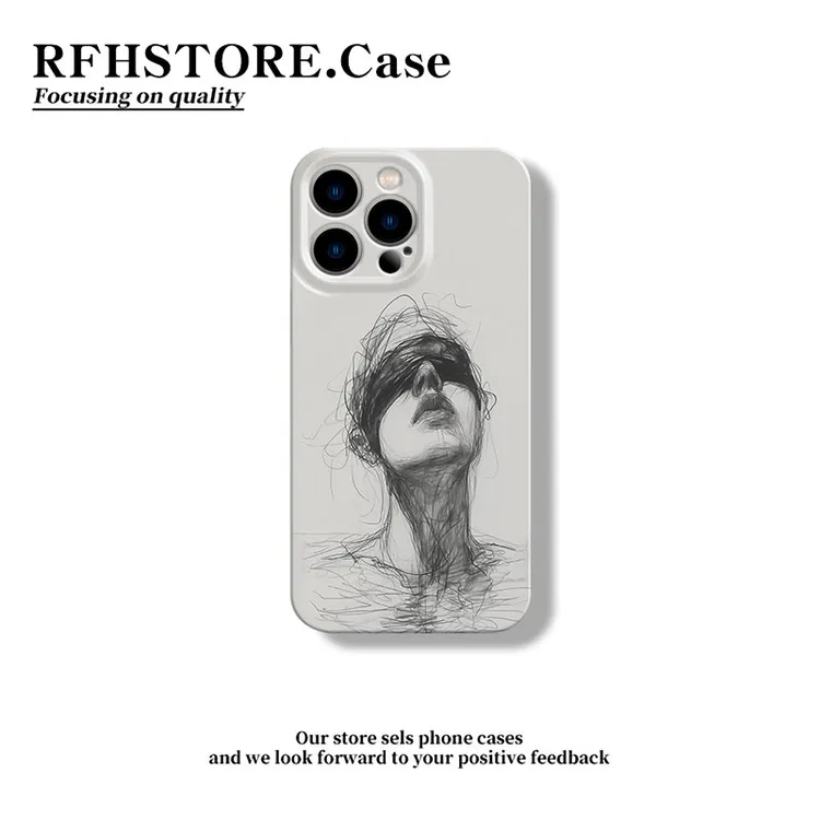 ZMGX蒙眼素描少女适用iphone17/16pro菲林手机壳华为vivo小米oppo