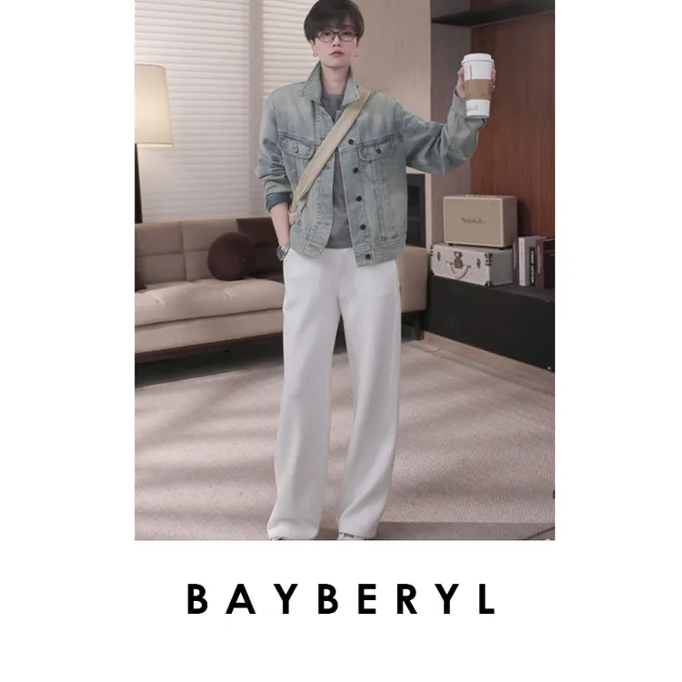 BAYBERYL老贝长腿大王卫裤松紧直筒宽松25春休闲裤XXK5B1001