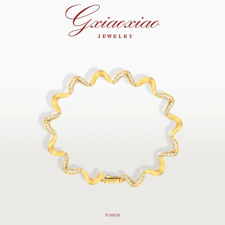 G XIAOXIAO 镀K金【金漪幻波】法式高级感波浪电话线手链 F16S26