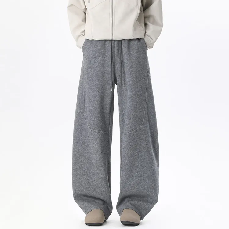 磨毛加厚卫裤 高克重休闲裤男弯刀裤男日系潮流简约立体剪裁百搭