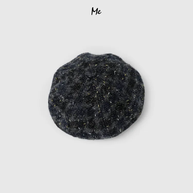 ME【金箔小香贝雷帽】绵羊毛金箔粗花呢复古千金时尚帽子MESA2358