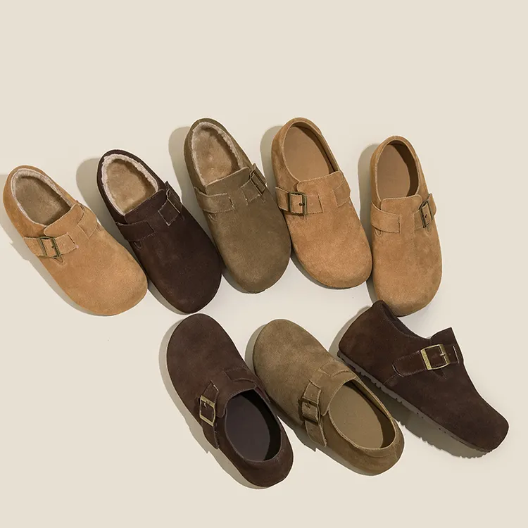 小个子5厘米内增高勃肯鞋单鞋真皮羊毛2025秋冬雪地靴包头懒人鞋