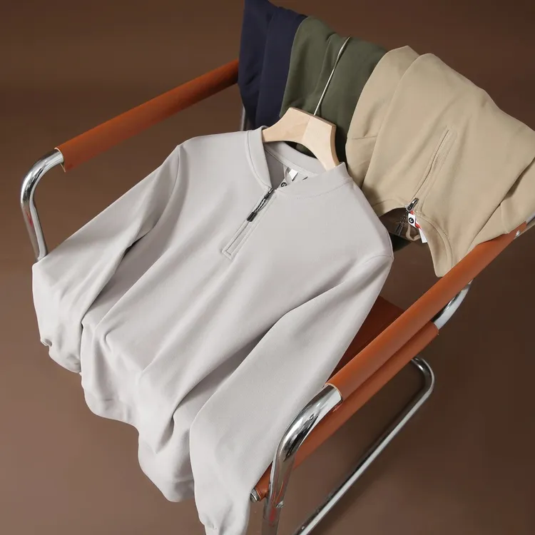 速热！免烫半拉链卫衣男士时尚纯色宽松秋冬打底DR-1990