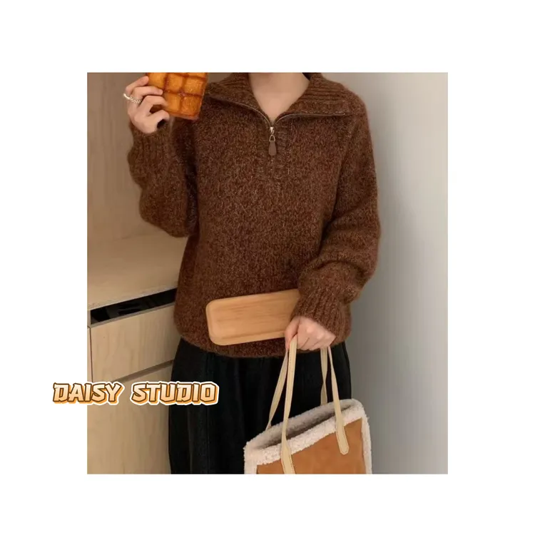 【DAISY-套头】半开领开衫款短款保暖毛衣百搭慵懒