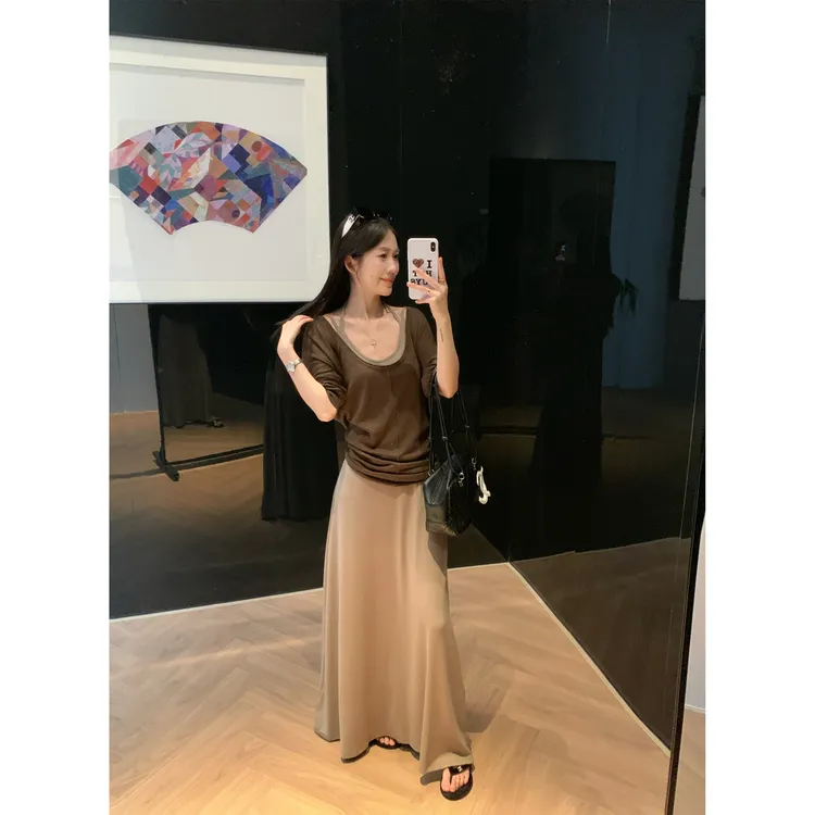 韩版宽松显瘦针织衫套装女简约小众时尚百搭辣妹气质半身裙两件套
