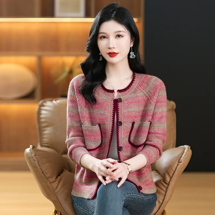 毛衣开衫女士春秋短款外搭大码上衣宽松漂亮洋气针织打底衫外套潮