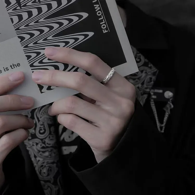 合金戒指 合金戒指 貔貅戒指爆款简约个性小众冷淡风男生开口指环